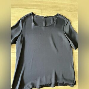 Navy blue silk Repeat top